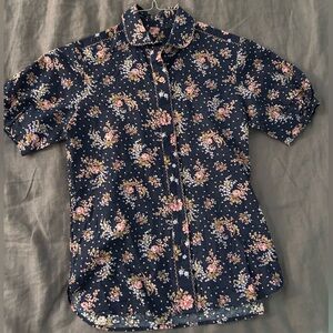 vintage floral linen blouse